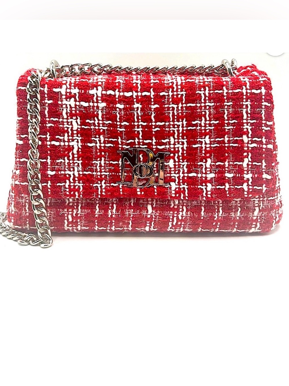 🆕Bagley Mishka tweed messenger bag chain strap NEW WITH TAGS